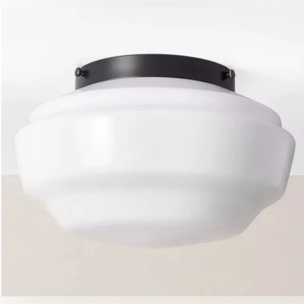 Milk Glass Flush Mount Celling Light Black Finish - Hearth & Hand with Magnolia